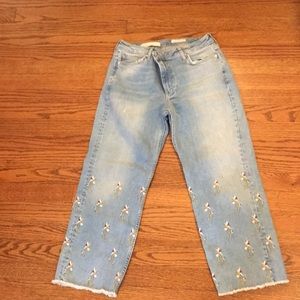 Pilcro cropped embroidered jean